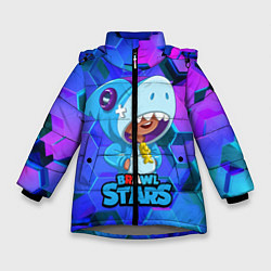 Куртка зимняя для девочки Скин акулы Леона, цвет: 3D-светло-серый