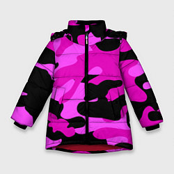 Куртка зимняя для девочки Цветной камуфляж, цвет: 3D-красный