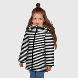 Куртка зимняя для девочки В ЧЕРНО-БЕЛУЮ ПОЛОСКУ, цвет: 3D-черный — фото 2