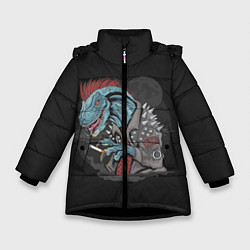 Куртка зимняя для девочки Dino Punk, цвет: 3D-черный