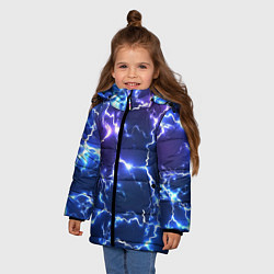 Куртка зимняя для девочки Молнии Flash, цвет: 3D-светло-серый — фото 2