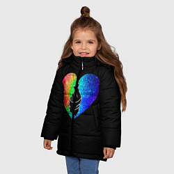 Куртка зимняя для девочки Сердечко, цвет: 3D-черный — фото 2