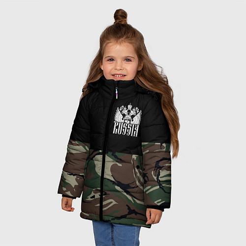 Зимняя куртка для девочки Russia камуфляж / 3D-Светло-серый – фото 3