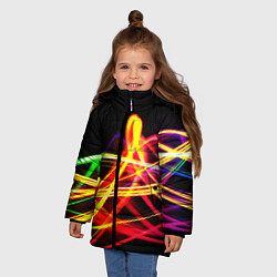 Куртка зимняя для девочки АБСТРАКТНЫЕ ЛУЧИ, цвет: 3D-светло-серый — фото 2