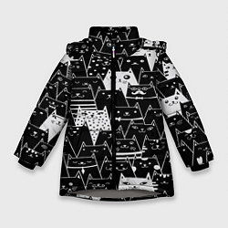 Куртка зимняя для девочки КОТЫ BLACK, цвет: 3D-светло-серый