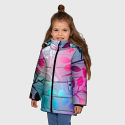 Куртка зимняя для девочки Листья, цвет: 3D-светло-серый — фото 2