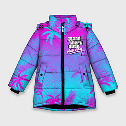 Куртка зимняя для девочки GTA VICE CITY, цвет: 3D-черный