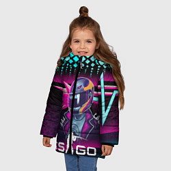 Куртка зимняя для девочки НЕОНОВЫЙ ГОНЩИК, цвет: 3D-светло-серый — фото 2