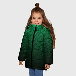 Куртка зимняя для девочки Узор зеленая чешуя дракон, цвет: 3D-черный — фото 2