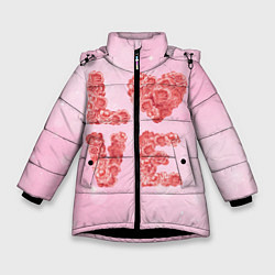 Куртка зимняя для девочки Love Розы, цвет: 3D-черный