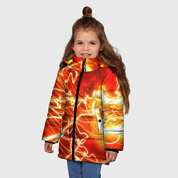 Куртка зимняя для девочки ОГНЕННАЯ МОЛНИЯ, цвет: 3D-черный — фото 2