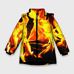 Куртка зимняя для девочки В ОГНЕ, цвет: 3D-черный