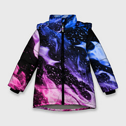 Куртка зимняя для девочки НЕОНОВЫЙ ОГОНЬ, цвет: 3D-светло-серый