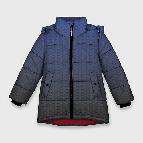 Зимняя куртка для девочки Серый октагон / 3D-Красный – фото 1