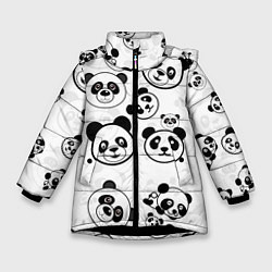 Куртка зимняя для девочки Панды, цвет: 3D-черный