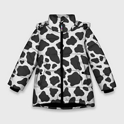Куртка зимняя для девочки Cow Skin, цвет: 3D-черный