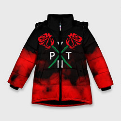 Куртка зимняя для девочки PYTN X ROSE, цвет: 3D-черный