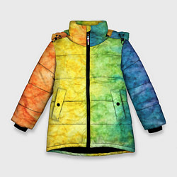 Куртка зимняя для девочки Разноцветный акварель градиент, цвет: 3D-черный