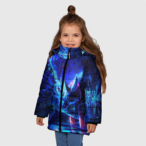 Зимняя куртка для девочки ВОЛК В НЕОНЕ D / 3D-Светло-серый – фото 3