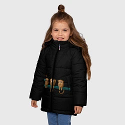 Куртка зимняя для девочки Обезьяны слух зрение речь трио, цвет: 3D-черный — фото 2
