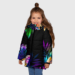 Куртка зимняя для девочки Тропическая Ночь, цвет: 3D-черный — фото 2
