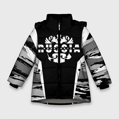 Зимняя куртка для девочки Константин - камуфляж / 3D-Светло-серый – фото 1