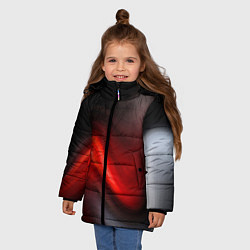 Куртка зимняя для девочки BLACK RED WAVES АБСТРАКЦИЯ, цвет: 3D-красный — фото 2
