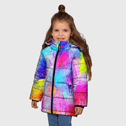Куртка зимняя для девочки НЕОНОВЫЕ ПОТЕРТОСТИ, цвет: 3D-светло-серый — фото 2