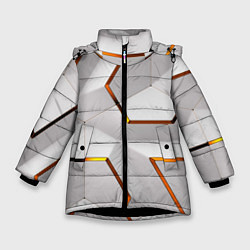 Куртка зимняя для девочки 3D абстракция Iron, цвет: 3D-черный