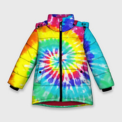 Куртка зимняя для девочки TIE-DYE СТЕНА, цвет: 3D-красный