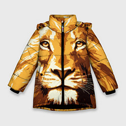 Куртка зимняя для девочки Взгляд льва, цвет: 3D-черный