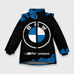 Куртка зимняя для девочки BMW БМВ, цвет: 3D-светло-серый