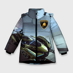 Куртка зимняя для девочки Lamborghini - motorsport extreme, цвет: 3D-черный