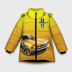 Куртка зимняя для девочки Ford mustang - motorsport, цвет: 3D-черный