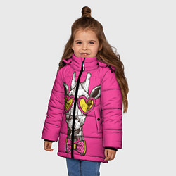 Куртка зимняя для девочки Жираф в очках, цвет: 3D-черный — фото 2
