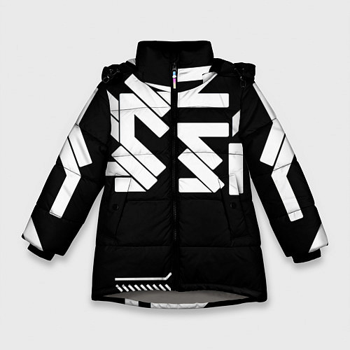 Зимняя куртка для девочки КИБЕРПАНК СИМВОЛ / 3D-Светло-серый – фото 1