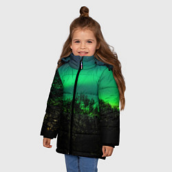 Куртка зимняя для девочки Северное сияние, цвет: 3D-черный — фото 2