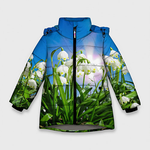 Зимняя куртка для девочки Подснежники / 3D-Светло-серый – фото 1