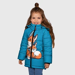 Куртка зимняя для девочки Лисья семья, цвет: 3D-черный — фото 2