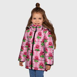 Куртка зимняя для девочки Декор из нежных роз, цвет: 3D-черный — фото 2