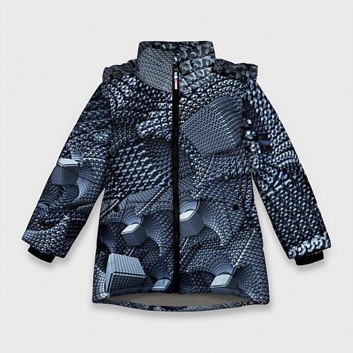 Зимняя куртка для девочки Геометрия / 3D-Светло-серый – фото 1