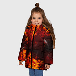 Куртка зимняя для девочки Огонь, цвет: 3D-черный — фото 2