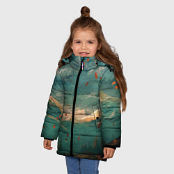 Куртка зимняя для девочки Горы, цвет: 3D-черный — фото 2
