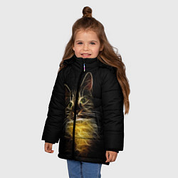 Куртка зимняя для девочки Дымчато-световой кот, цвет: 3D-черный — фото 2