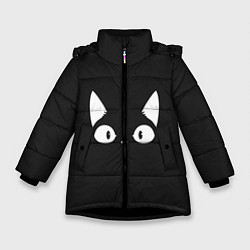 Куртка зимняя для девочки Кошачья мордочка, цвет: 3D-черный