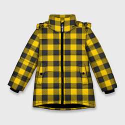 Куртка зимняя для девочки Желтая клетка, цвет: 3D-черный