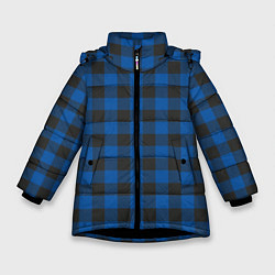 Куртка зимняя для девочки Синяя клетка, цвет: 3D-черный