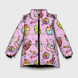 Куртка зимняя для девочки Сладкоежка, цвет: 3D-черный