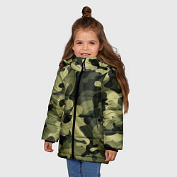 Куртка зимняя для девочки Милитари, цвет: 3D-черный — фото 2