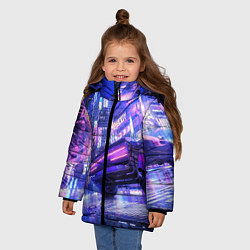 Куртка зимняя для девочки Cyberpunk city, цвет: 3D-черный — фото 2